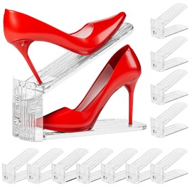 Neprock Shoe Slots Organizer for Closet, 20 Pack Acrylic Shoe Stackers Shoe Rack Holder, 3 Levels Adjustable Thickening Shoe Display Shoe Storage 50% Space Saving Zapateras Organizer (Clear,20 Pack)