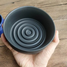 Unbranded Ceramic Shaving Bowl Wide Mouth for Soap & Cream Barber Shaving Mug Black / Blue - GRAY