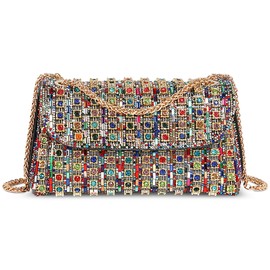 DEEVORCA Women's Shoulder Bag Stylish Shoulder Bag with Diamonds Flap Design Shopping Travel Holiday Women Crossbody Bag Waterproof PU, multicoloured, Women's shoulder bag