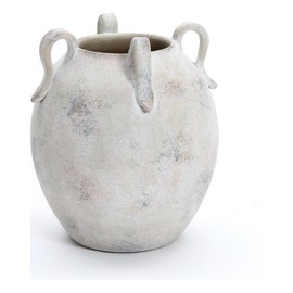 LuxenHome Vintage Ceramic Round Vase Multi Gray and White Terracotta Vaes with Handles Farmhouse Decor,Pottery Vase Living Room Decor,Large Waterpoof Vases Home Decor 11-Inch