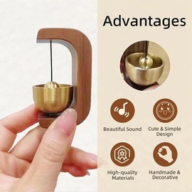 Geieold Bell for Door Opening - Door Bell Chime for Entry, Tape Doorbell, Compact Wood Style Bass Cute Reminder Durable Easy Install
