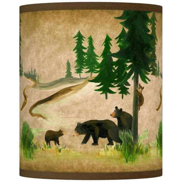 Giclee Glow Cylinder Print Lamp Shade Bear Lodge Small 10x10x12