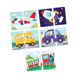 GiniMini Transport Vehicles Jigsaw Puzzle for Kids - Set of 16 | 2-Piece Self-Correcting Puzzles & Toddler for Cognitive Educational Development Fun Learning Game Fine-Motor Skills | Age 3+