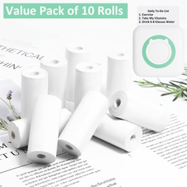 AURTEC Thermal Paper Till Rolls 57 x 25 for Mini Thermal Printers, Cash Register, Receipt, Inkless Print Black and White Paper, Coreless, 10 Rolls