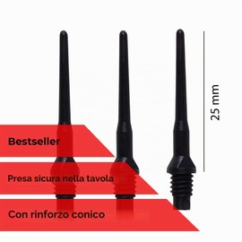 Karella Tufftex, Punte per Freccette softtip Unisex Adulto, Nero, 25 mm
