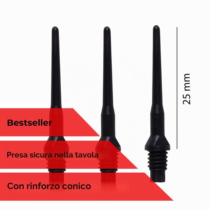 Karella Tufftex, Punte per Freccette softtip Unisex Adulto, Nero, 25