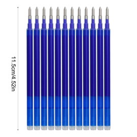 Pack of 12 Refills, 0.7 mm Blue/Black/Mixed Colour, Erasable Rollerball Pen, Refill Blue/Black/Mixed Colour 0.7, for Pens (Black)