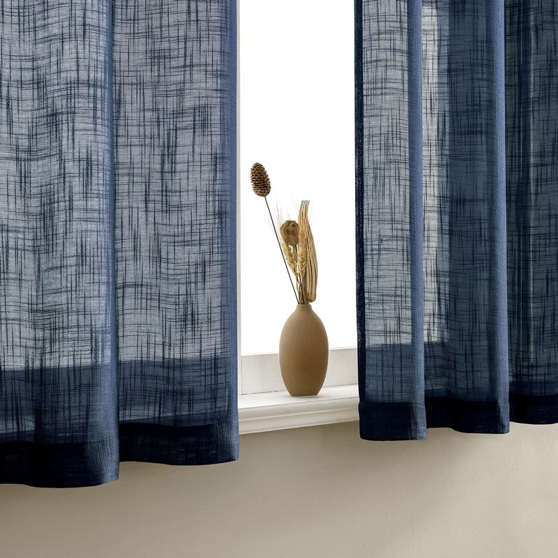 XTMYI Blue Cafe Curtains for Kitchen Window 36 Inch Length