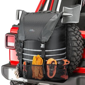 JOYTUTUS Spare Tire Trash Bag, Fits 40" Tire 31 Gallons Overland Series Larger Capacity Cargo Spare Tire Storage Bag, Off-Road Camping Recovery Gear Firewood for Jeep Truck SUV