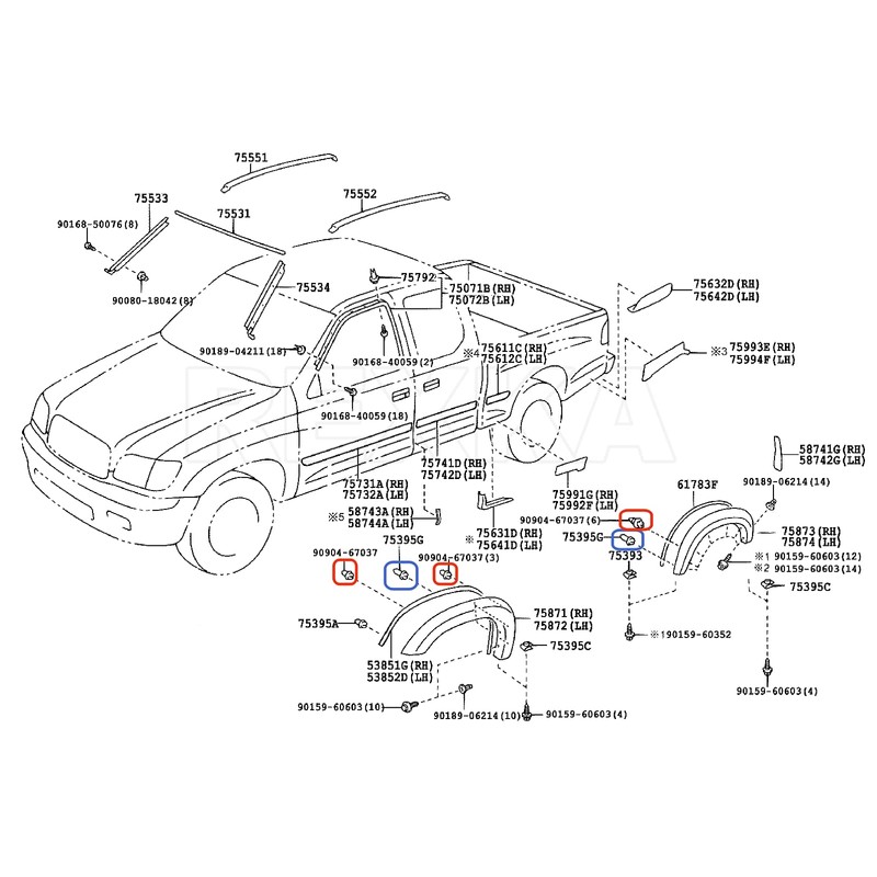 Rexka 20 Sets Wheel Fender Flare Clips Kit for Toyota