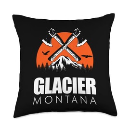 Glacier Montana Axe Throwing Hatchet Camping Wilderness Throw Pillow