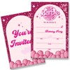 QZJ Pink Doll Birthday Party Invitations Supplies with Envelopes Set