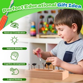 LearnToy ​​Montessori Toys for 3 Year Olds - Wooden Screwdriver Board Fine Motor Skills Toy - Sensory Learning & STEM Toys for 2+ 4 5 Year Olds - Travel Activity Board