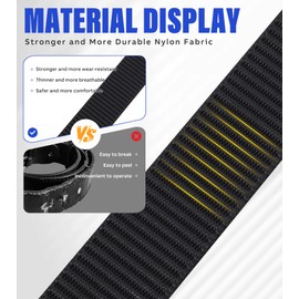 WELROG Men's Nylon Belt Outdoor Belt with Metal Buckle Sports Belt Without Holes Work Belt Men, black