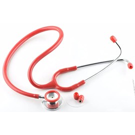 Optimum Dual Head Stethoscope for Students, Nurse, Doctor, Vet EMT- Lightweight and Portable (Red)