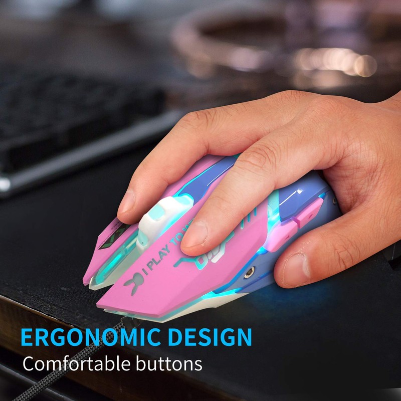 Greshare Gaming Mouse,7 Colors Backlit Optical Game Mice Ergonomic USB