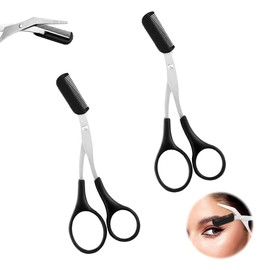 Pack of 2 Eyebrow Scissors with Comb, Eyebrow Scissors, Professional Eyebrow Scissors, Eyebrow Scissors for Women, Stainless Steel Beauty Eyebrow Trimmer for Men Women