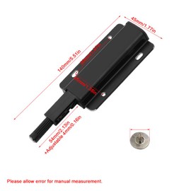 2Pcs Magnetic Cabinet Door Catch, Aluminum Alloy Push Open Magnetic Touch Latch for Cabinet Wardrobe Drawer (Black)