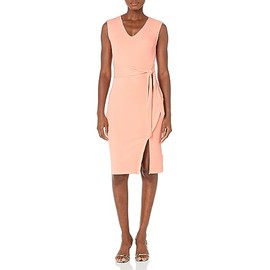 GUESS Women's Sleeveless Sharon V Neck Dress, Sweet Peach Multi