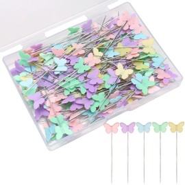 Elisel 200 pcs Multicolor Straight Pins Straight Quilting Pins Craft Positioning Pins Fixed Sewing Marker Needle for Crafting Dressmaker and Other Crafts Making (Butterflies)