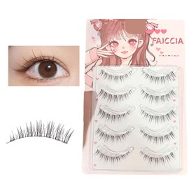 TAKE-ME japan False Eyelashes, Natural 5 Pairs of Eyelashes, Popular, Transparent Axis, Actress Eyelashes, Cartoon Style, Large Eyes, Cosplay Events, Lightweight, Soft