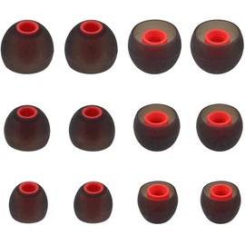 Rqker Ear Tips Compatible with JBL 115 TWS 125TWS Earbuds, 6 Pairs S/M/L Sizes Soft Silicone Ear Tips Earbud Covers Eartips Earbuds Replacement Tips, Compatible with JBL 115TWS 125TWS, Black Red sml