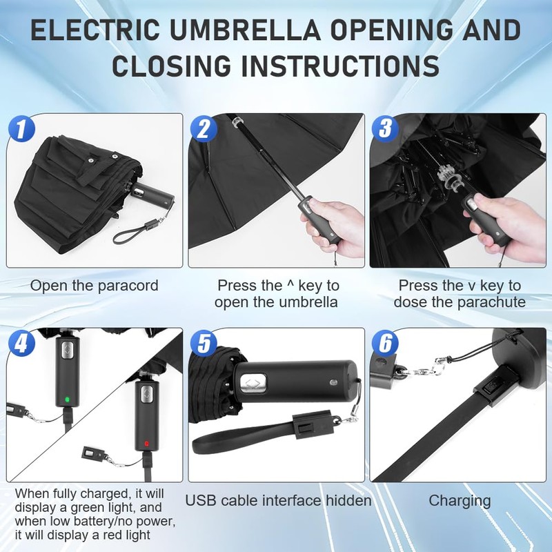 HOTUT Automatic Folding Rain Umbrella, Windproof Folding Travel Umbrella Compact