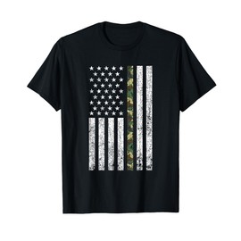 Thin Green Line Military Army Camo American Flag T Shirt T-Shirt