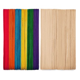 Darice Popsicle Sticks for Crafts, 4.5" 1000 Pcs Combo - 500 Pcs Colored Wooden Rainbow Craft Sticks - 500 Pcs Natural Color Waxing Sticks - Classroom Supplies, STEM DIY Art, Ages 3+
