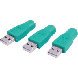 VizGiz 3 Pack USB to PS2 Adapter Older Keyboard and Mouse PS/2 6Pin Jack Connector to Computer USB 4Pin Type A Port Plug Converter for Desktop PC Laptop Notebook Without PS-2 Interface