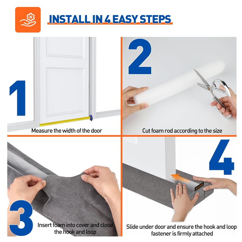 MAGZO Door Draft Stopper, 30 Inch Adjustable Under Door Gap