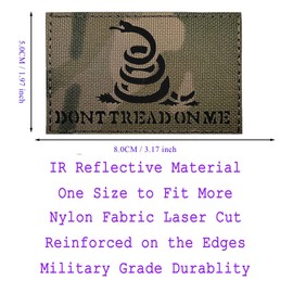 Don't Tread On Me Patch - Camouflage Military Infrared IR Reflective Army Flag Patches for Tactical Vest, Hats, Backpack, Bags, Clothes (2"x3")