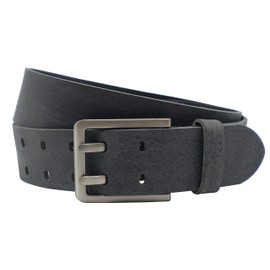 NK Belt GmbH Handmade Men's Leather Belt Made of Buffalo Leather with Double Pin Buckle, Made in Germany, Suit Jeans Belt 43 mm #DD-15, black