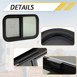 KUAFU 24 x 15 x 1-1/2" RV Window for Camper Teardrop Cargo Horse Trailer Teardrop Horizontal Vertical Slide Tinted Glass Replacement Powder Coated