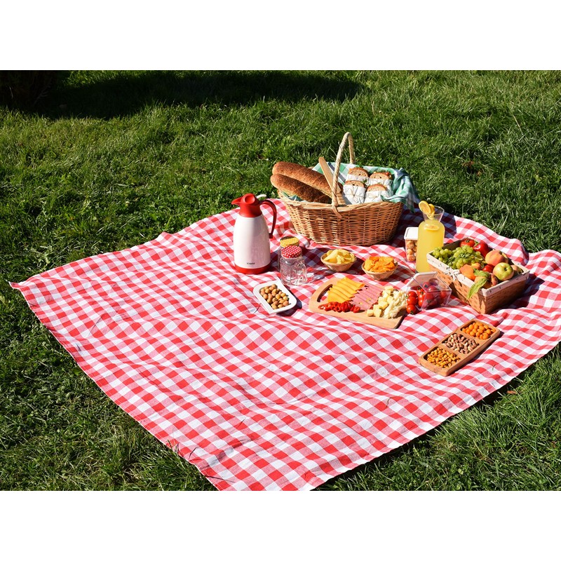 100% Cotton Fabric Gingham Table Cloth 140x140 Square Natural Buffalo