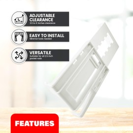 Amazing Drapery Hardware 2.5 Inch Pocket Rod Brackets - Adjustable 3.5 to 6 Inch Clearance, Universal for Wide Pocket Rods - 1 Pair with Screws and Plugs