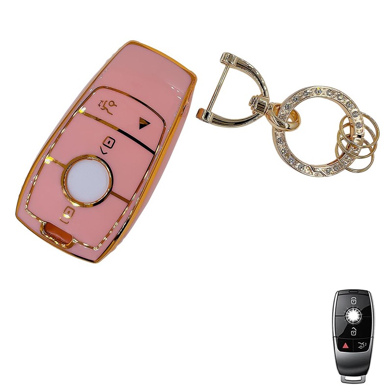 OVIOBOER Pink Soft TPU Key Fob Cover Case Protector for