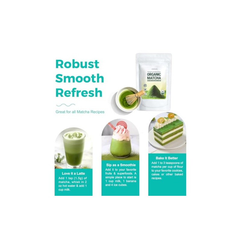 Emerail Organic Matcha Powder - Premium Culinary Grade Green Tea
