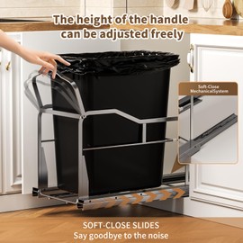 Storvexify Pull Out Trash Can Under Cabinet with Soft-Close Slides，Heavy Duty Under Sink Trash Can Pull Out Slider for Kitchen Cabinet，Garbage Can Not Included, Requires 11" W X 18" D Cabinet Opening