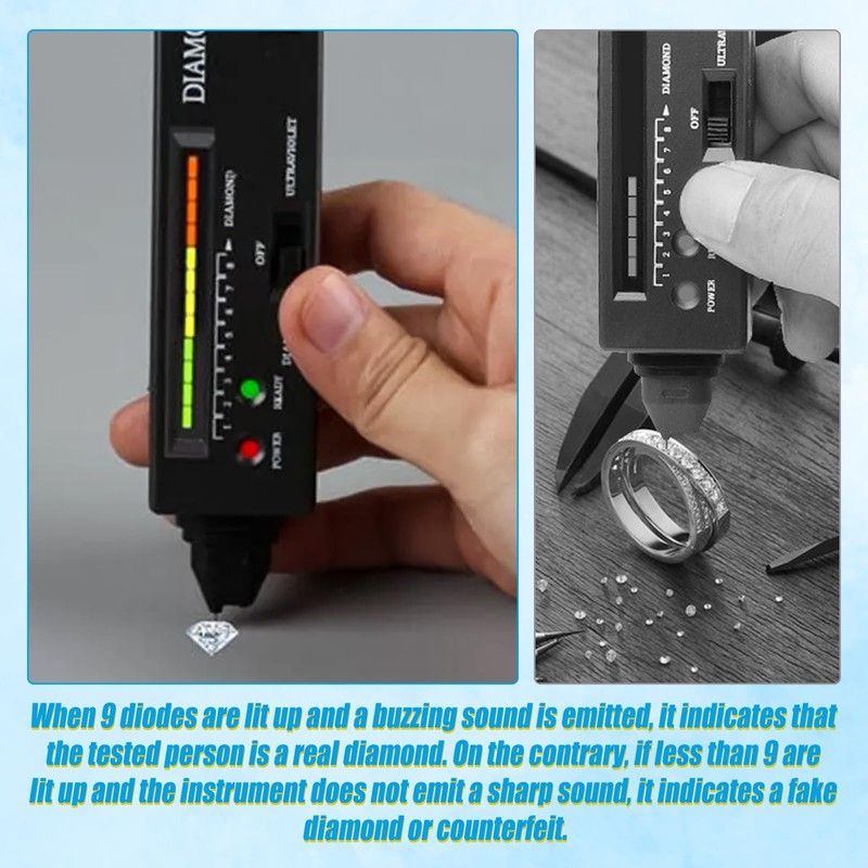 Portable Electronic Diamond Test Pen with UV Light, High Precision