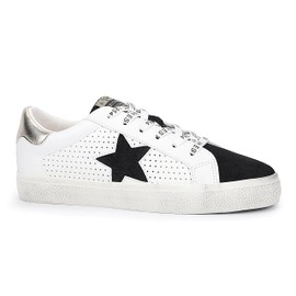 VINTAGE HAVANA Womens Gadol Perforated Lace Up Sneakers Shoes Casual - Gold, White - Size 7.5 B