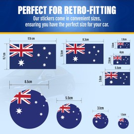 Fiohiros Australia Car Stickers - 26-Pack Round & Square Australian Flag Decals - Premium Waterproof Stickers for Cars, Laptops, Water Bottles, Guitars, Skateboards & Scrapbooks
