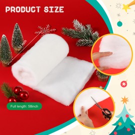 HunnmingRe Snow Blanket for Christmas Decor, Fake Artificial Snow Blanket Roll Miniature Xmas Village Accessories Thick Fluffy Faux Snows Backdrop Wonderland Decorations(58 Inch X 1 Ft)