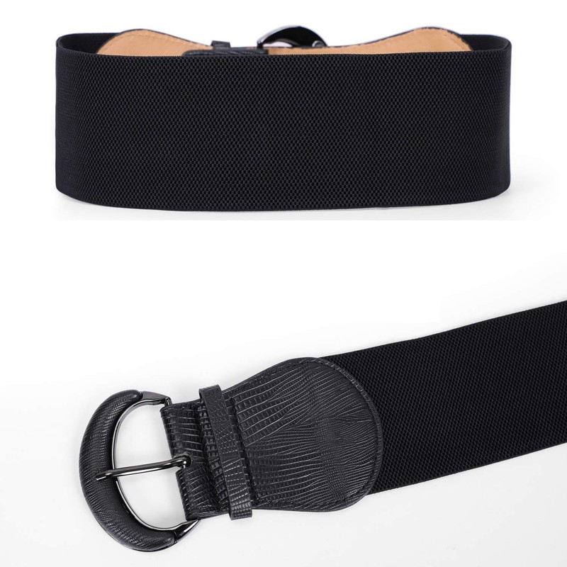 JASGOOD Wide Belt Women's Belt Rubber Belt Sash Belt Croco