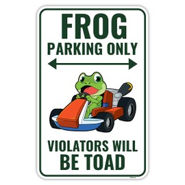 Venicor Frog Parking Sign Decor - 9 x 14 Inches - Aluminum - Cute Frog Gifts for Frog Lovers Women - Frog Tank Room Decorations Accessories Stuff