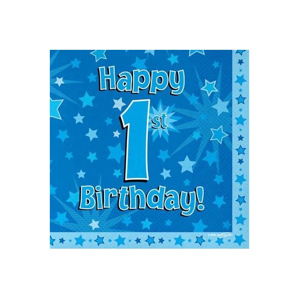 Happy 1st Birthday Blue Stars Luncheon Napkins 16pk by OakTree