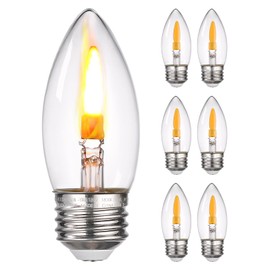 TORCHSTAR LED Flame Light Bulbs, Candelabra Flickering Fire Bulb, Candle Light for Halloween Christmas Party Decoration, UL Listed, 1800K Warm Yellow, Pack of 6