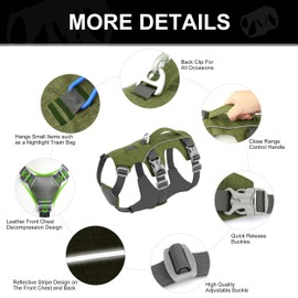 AKAILEA Escape Proof Dog Harness with Handle - Reflective No Pull Dog Vest, Lightweight Full Body Pet Harness Adjustable for Small Dogs Walking,Training(Green,Chest:14-22")