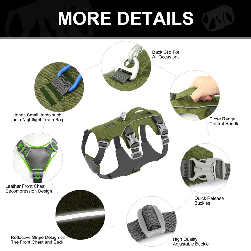 AKAILEA Escape Proof Dog Harness with Handle - Reflective No