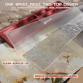 Acrylic Gaming Keyboard Wrist Rest Pad,CNC Process Clear Wrist Rest for Computer Keyboard,Office,PC Gaming,Laptop,Mac,Comfortable,Lightweight,Ergonomic-2 in 1 Red